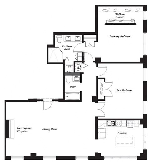 Floor plan for 2 beds, 2 baths, 1709 sqft